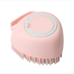 Silicone Pet Grooming Shampoo Shower Brush in Pink Heart