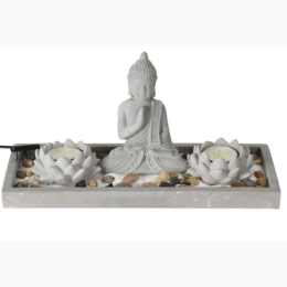 Buddha Zen Garden Lotus Tealight Candle Holder Set