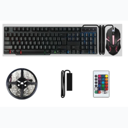 CYLO Gaming Set with Keyboard, Mouse and LED Light Strip