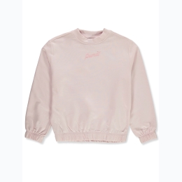 Girl's French Terry Embroidered PUMA Logo Sweatshirt in Light Pink