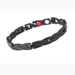 Unisex Two Sided Textured Magnetic Therapy Bracelet in Black