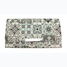 Famous Maker Clutch Wallet - Mint and Grey Medallion Print