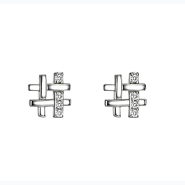 Women's Hashtag Stud Earrings Sterling Silver