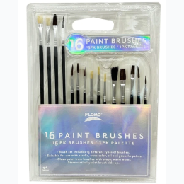 15 Pack Artist Paint Brush Set with Palette