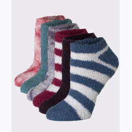 Women’s ‘Hanes’ Cozy Socks 6 Pair Pack - Tye Dye, Stripes and Solids - Assorted Colors