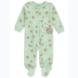 Unisex Baby Cookies & Milk Footed Coveralls in Mint