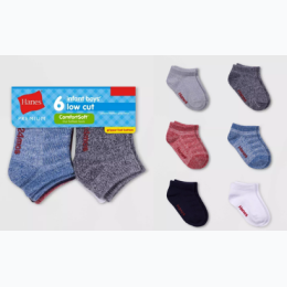 Toddler Boy's Hanes Low Cut Socks 6 Pack - Size 2T/3T