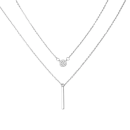 Women's Rhinestone Medallion & Bar Drop Layered Necklace - 2 Color Options