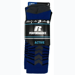 Boy's Russell Performance Crew Socks 3 Pack - Size Large  Shoe Size 3 - 9 -  Colors Vary