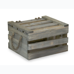 Antique Grey Wooden Crate Storage Box with Lid - Sm 7in