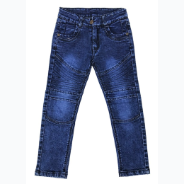 Boy's Motto Stitching Biker Jean in Blue