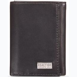 Men's Famous Maker Nappa Leather Extra-Capacity Tri-Fold Wallet in Black