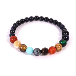 Women's Natural Stone Planet Beaded Stretch Bracelet