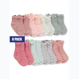 Baby Girl So Dorable 8pk Textured Pattern Solid Color Sock Set