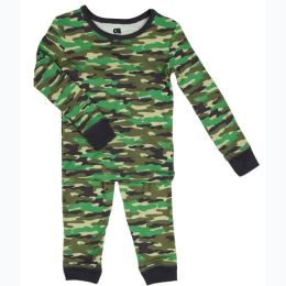 Boy's 2-Piece Polysuede Pajama Set - Green Camo