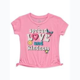 Girl's Spread Love & Kindness Graphic Top w/ Heart Necklace