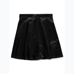 Girl's Faux Leather A-Line Skirt in Black