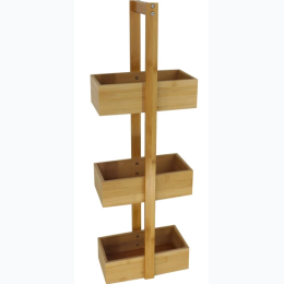 30" Tall Three-Level Bamboo Wood Organizing Shelf