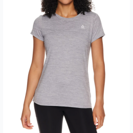 Women's Famous Maker Legacy Performance T-Shirt with Short Sleeves - Heathered Grey With Pink Logo