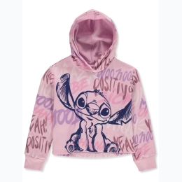 Girl's Lilo & Stitch Worded Graphic Print Hoodie in Pink