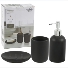 3pc Simply Home Dolomite Bathroom Set- Black