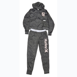 Women's Branded 2 Piece Hoodie Set in Charcoal Marl