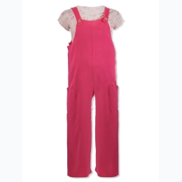 Toddler Girl 2pc Floral Top & Solid Pink Jumpsuit