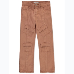 Girl's Poplin Cargo Pants in Mocha