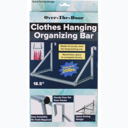 18.5" x 9.8" Metal Over-The-Door Clothes Hanging Organizing Bar