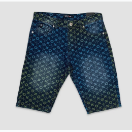 Men's Pattern Gradient Denim Shorts in Indigo - SIZE 36