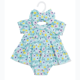 Baby Girl Bodysuit Dress with Headband - Mint Floral Print